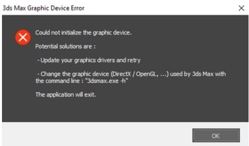 3ds max图形设备错误消息弹窗